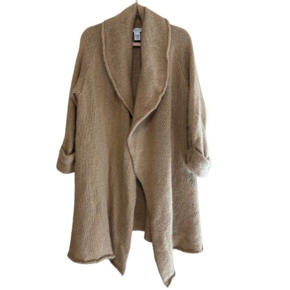 Soft Surroundings Sweaters - Soft Surroundings Telluride Topper Chunky Long Knit Cardigan Large Camel Brown